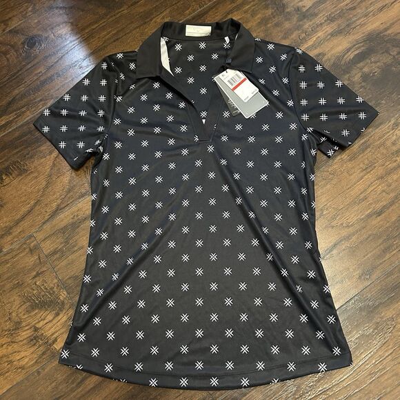 NWT Callaway Golf Ladies Chevron Floral Print Polo Black XS Performance - Picture 1 of 6